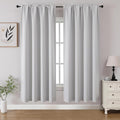 CUCRAF Grayish White Blackout Curtains 63 inch Length 2 Panels Set, Rod Pocket Room Darkening Drapes for Bedroom Living Room, Insulated Thermal Light Blocking Window Curtain (W52 x L63 Inch)