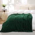 Puncuntex Dark Green Throw Blanket 90"×90" inches Fuzzy 3D Jacquard Decorative Flannel Fleece Super Soft Plush Cozy Blanket for Couch Sofa Chair Lightweight