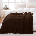 Puncuntex Brown Throw Blanket 108"×90" inches Fuzzy 3D Jacquard Decorative Flannel Fleece Super Soft Plush Cozy Blanket for Couch Sofa Chair Lightweight