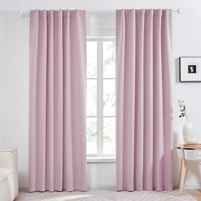 Deconovo Blackout Curtains Insulated Thermal Blackout Blinds Rod Pocket and Back Tab Curtains Room Darkening Curtains for Nursery 52Wx84L Inch Lavender 2 Panels