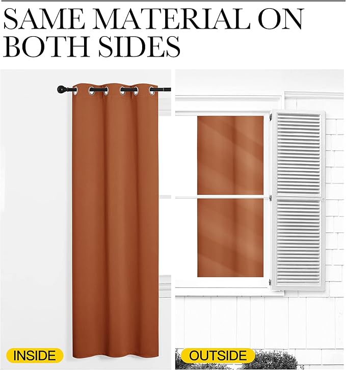 NICETOWN Burnt Orange Window Curtains Blackout Drapes, 1 Pair, 29 by 40 inches, Thermal Insulated Solid Grommet Blackout Curtains/Draperies for Cafe