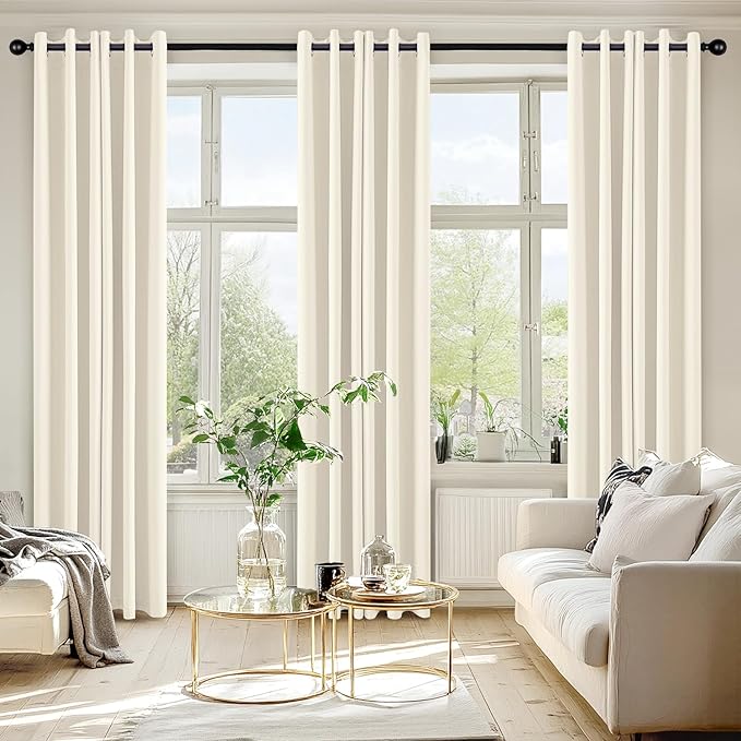 MIULEE Birch Blackout Curtains for Bedroom Living Room 84 Inches Long 2 Panels, Thermal Insulated Room Darkening Drapes Solid Grommet Noise Reduction Light Blocking Window Treatments 40x84 Inch