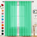 SpaceDresser Basic Rod Pocket Sheer Voile Window Curtain Panels Grass Green 1 Pair 2 Panels 52 Width 108 Inch Long for Kitchen Bedroom Children Living Room Yard（Grass Green, 52W x 108L）