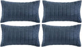 Fancy Homi 4 Packs Dusty Blue Decorative Throw Pillow Covers 12x20 Inch for Living Room Couch Bed Sofa, Rustic Farmhouse Boho Home Decor, Soft Plush Striped Corduroy Square Cushion Case 30x50 cm