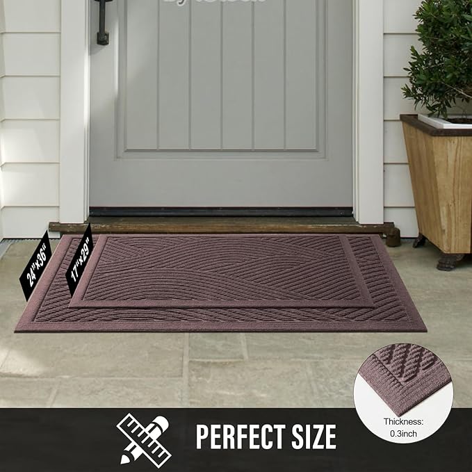 HIYARD Sturdy Front Door Mat, Absorbent Muddy Dirt Resist Welcome Door Mats Outdoor Indoor, Stain and Fade Resistant, Non-Slip Backing Entry Mat Low Profile Doormat for Entryway, 36×24, Coffee