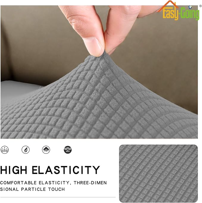 Easy-Going Stretch Loveseat Cushion Cover Sofa Cushion Furniture Protector Sofa Seat Sofa Slipcover Sofa Cover Soft Flexibility with Elastic Bottom(Loveseat Cushion, Light Gray)