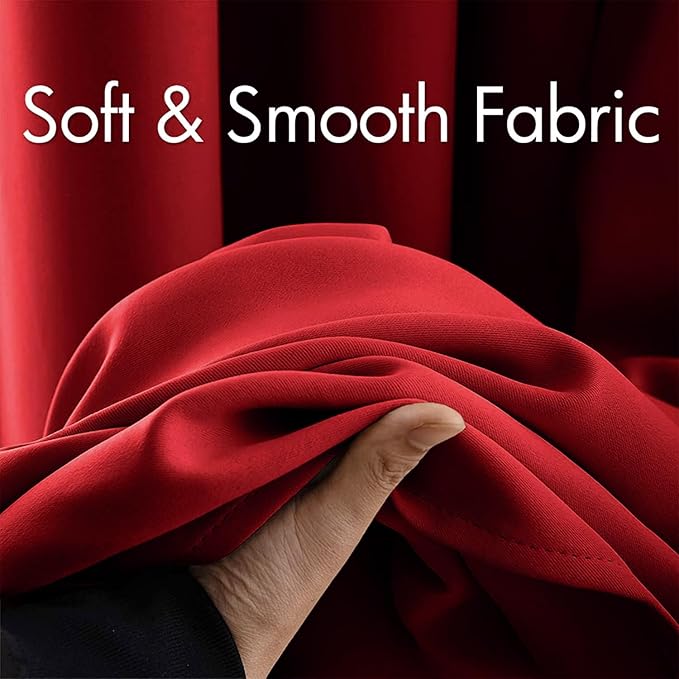 MIULEE Christmas Blackout Curtains Room Darkening Thermal Insulated Drapes Solid Window Treatment Set Grommet Top Light Blocking Curtain for Living Room/Bedroom 2 Panels 42x63 inch, Red