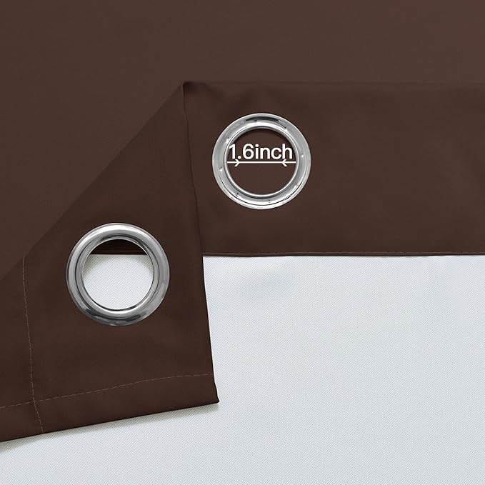 Yakamok Room Darkening Thickening Polyester Gradient Color Ombre Curtains with Grommet, Thermal Insulated Window Drapes for Living Room/Bedroom (Brown and Greyish White, 2 Panels, 52x72 Inch)