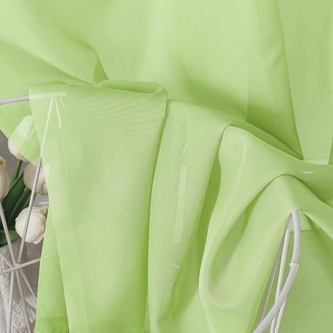 Aiyufeng Lime Sheer Curtains 63 Inch Length 2 Panels Set for Living Room, Light Filtering Lime Window Sheers Drapes for Bedroom, Each 42" W x 63" L