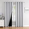 ChrisDowa 100% Blackout Curtains 80 inch Long for Bedroom with Black Liner, 2 Thick Layers Total Blackout Thermal Insulated Grommet Window Curtains 2 Panels Set (Greyish White, 52 x 80 Inch)