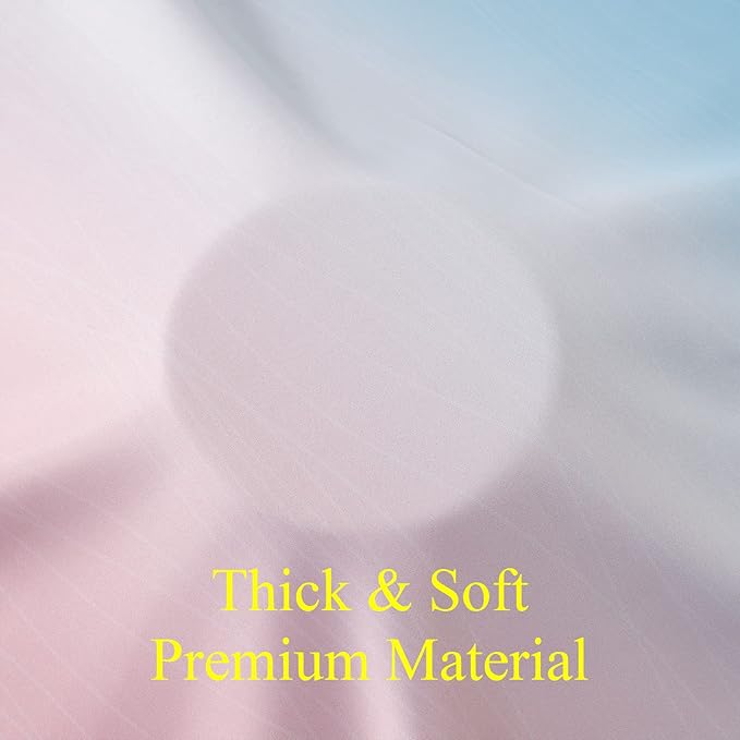 Estelar Textiler Pink and Blue Curtains 63 Inch Length 2 Panels, Ombre Total Blackout Curtains for Bedroom, Grommet Thermal Insulated Gradient Blackout Drapes for Kids Room, 42x63 Inch