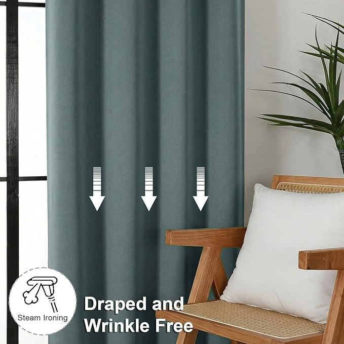 Simplebrand Blackout Extra 10ft Curtains for Patio 120 Inches Long 2 Panels Set, Solid Thermal Insulated Energy Saving Rod Pocket Window Treatment Curtains Blackout Drapes, 50" Wx120 L, Dark Green