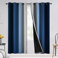 SimpleHome Blue Ombre 100% Blackout Curtains for Bedroom 72 Inches Long, Room Darkening Thermal Insulated Grommet Curtains for Living Room, 2 Panels, 52x72 inches Length