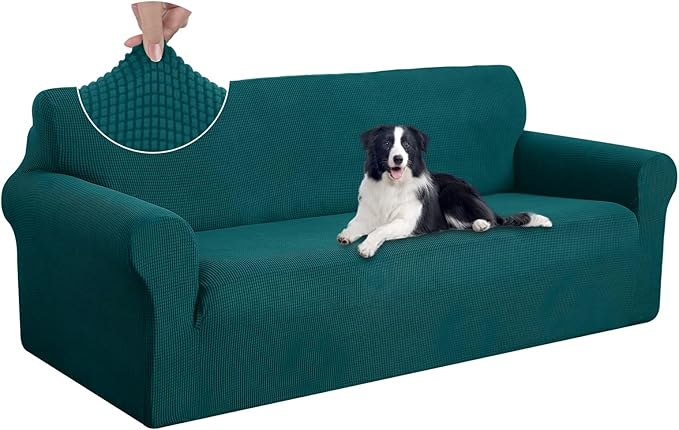 U-NICE HOME Stretch Couch Cover Sofa Cover Sofa Slipcover Furniture Protector for 4 Cushion Couch Sofa Pet Friendly(Oversized Sofa, Blue)