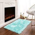 Latepis Light Blue Small Fluffy Rugs 2x3 Teal Faux Sheepskin Fur Rug for Bedroom Cute Throw Plush Rug for Cushion Chair Furry Rugs for Home Décor