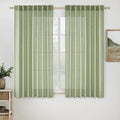 MIULEE Sage Green Linen Curtains 54 Inch Length 2 Panels for Bedroom Living Room, Soft Thick Linen Textured Short Window Drapes Semi Sheer Light Filtering Back Tab Rod Pocket Burlap Look Decor