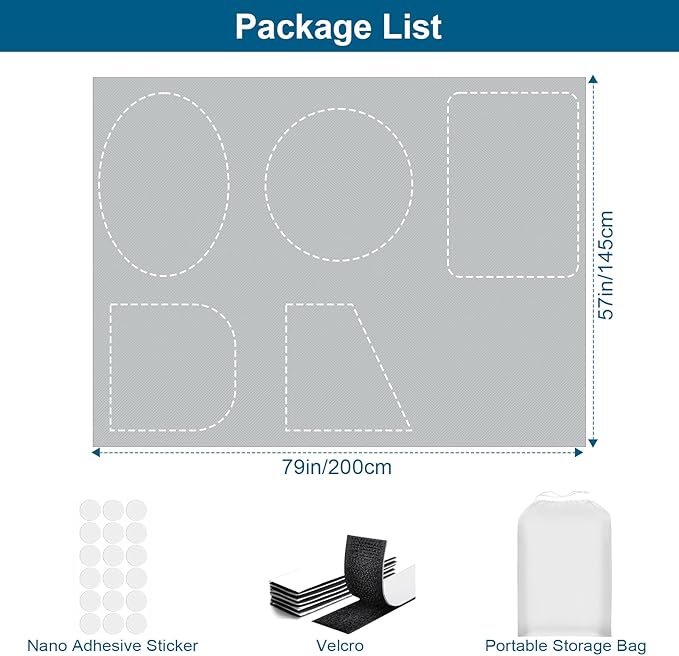 100% Blackout Curtains for Bedroom, Portable DIY Window Blinds, No Drill Window Shades & Blackout Blinds with Stickers & Tabs for Travel, Dorm Room, Media Room (Grey, 79" x 57")