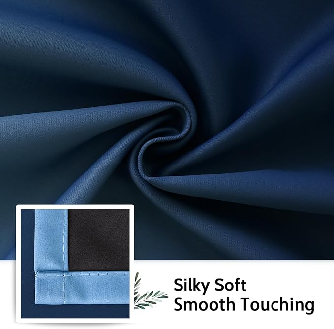 SimpleHome Ombre 100% Blackout Curtains for Bedroom, Full Light Blocking Gradient Blue Curtains, Thermal Insulated Grommet Window Drapes for Living Room,2 Panels, 52x84 inches Length