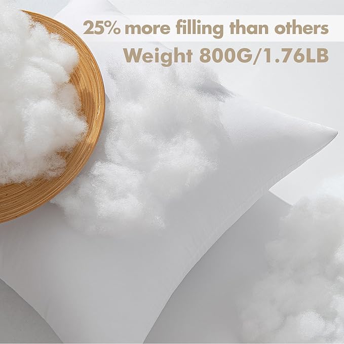 MIULEE Euro Pillows Inserts, Pack of 4 24x24 Inch 100% Virgin Microfiber Filling Throw Pillows for Bed Couch Sofa