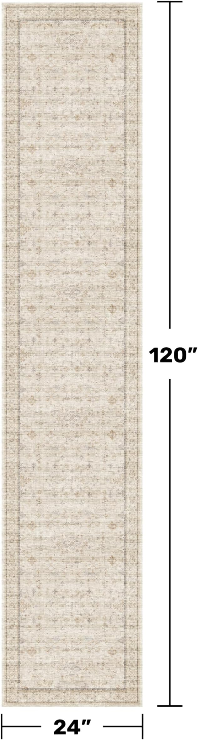 Beige Cream 2x10 Long Hallway Runner Rug, Non Slip Farmhouse Kitchen Rugs Washable, Geometric Floral Modern Entryway Floor Mats, Non Skid with Rubber Backing, Low Pile & Soft Carpet