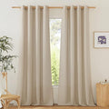 NICETOWN Thick Flax Linen Curtains for Living Room, Rustic Grommet Semi Sheer Privacy Assured Linen Blend Drapes with Light Filtering for Kids Room/Bedroom, Angora, W55 x L90, 1 Pair
