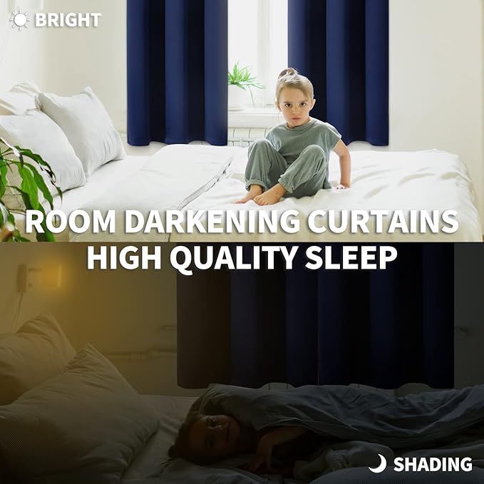 BGment Blackout Curtains for Living Room - Grommet Thermal Insulated Room Darkening Curtains for Bedroom, Set of 2 Panels (52 x 54 Inch, Navy Blue)