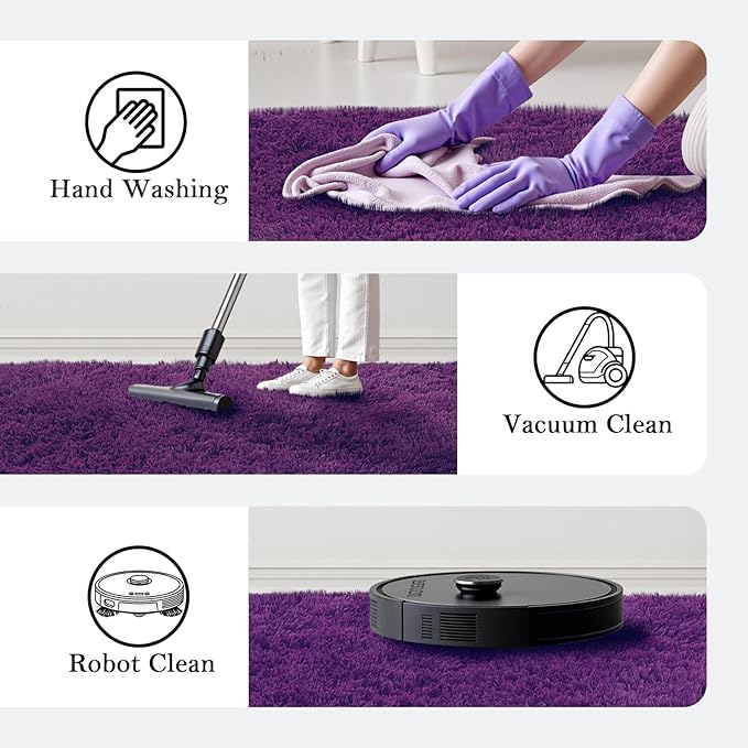 3x5 Rug, Bedside Preppy Dorm Area Rug, College Essentials Small Carpets for Bedroom, Anti Slip Living Room Rugs Home Decor (Grape Purple, 3 x 5)