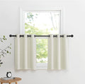 NICETOWN 30 Inch Length Curtain Valances, 2 Panels Blackout Thermal Insulating Small Half Curtain Tiers for Kitchen with Top Grommet, Window Covering for Bathroom (Natural, 34 x 30 Inch Length)