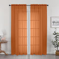 OWENIE Sheer Curtains 72 Inches Long 2 Panels Set, Light Filtering Sheer Curtain Rod Pocket Clear Drapes for Living Room Bedroom Window Sliding Door, Each 42 x 72 Inch, Orange