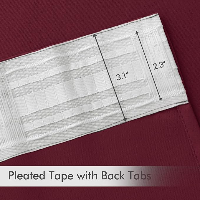 MIULEE Christmas Wine Red Back Tab Blackout Curtains 84 Inch Length 2 Panels Set for Living Room Bedroom Privacy, Rod Pocket/Pinch Pleat Thermal Insulated Room Darkening Pleated Light Blocking Drapes