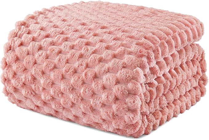 Exclusivo Mezcla Fleece Twin Blanket for Bed, Extra Large Fuzzy Dusty Pink Bed Blankets, Soft Cozy Plush Sofa Throws for All Seasons, 60x80 Inches