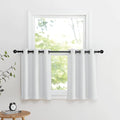 NICETOWN Farmhouse Blackout Small Curtains - Thermal Insulated Grommet Curtain Valances Room Darkening for Kitchen Window Treatments Home Decor, 34" Wide x 30" Long, 1 Pair, Greyish White