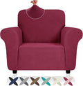 ZNSAYOTX Super Stretch Chair Slipcover (30"-47"), New Striped Sofa Chair Covers for Living Room, Dogs Pet Friendly Anti-Slip Chair Protector Spandex Armchair Slipcovers (Wine Red, Chair)