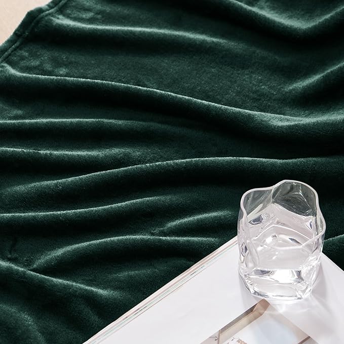 Exclusivo Mezcla Fleece Blanket Twin Size for Bed, Super Soft and Warm, All Season, Cozy, Plush, Lightweight, 90x66 Inches, Forest Green