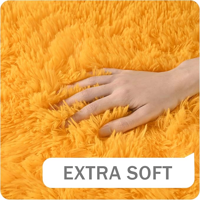 Amearea Premium Soft Fluffy Rug Modern Shag Carpet, 5.3x7.5 Feet, Fuzzy Plush Rugs for Living Room Bedroom Kids Room Home Decor, Nursery Non Slip Indoor Shaggy Carpets, Orange
