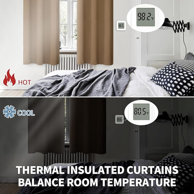 BGment Blackout Curtains for Living Room - Grommet Thermal Insulated Room Darkening Curtains for Bedroom, 2 Panels of 38 x 45 Inch, Taupe