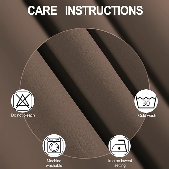 LEMOMO Blackout Curtains 52 x 120 Inch Long Chocolate Curtains Set of 2 Panels Room Darkening Curtains for Bedroom and Living Room