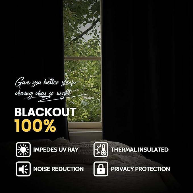 Yakamok Grey Room Darkening 100% Blackout Curtains Grommet Extra Wide Window Treatment with 2 Thick Layers-Gray Thermal Insulated Drape 1 Panel for Living Room Patio Door 100 by 84 Inches Length