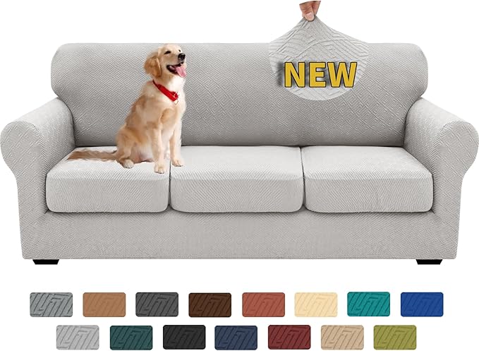 XINEAGE 2026 New 4 Pieces Couch Covers for 3 Cushion Couch Super Stretch Thick Soft Sofa Cover Anti Slip Sofa Slipcover Dogs Cats Furniture Protector (Silver Grey, 71"-91")