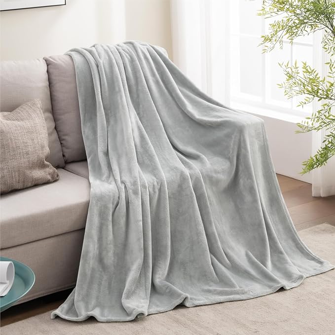 BEDELITE Fleece Blanket Light Grey Throw Blankets for Couch & Bed, Luxury Plush Cozy Fuzzy 60x80 inches, Super Soft Warm Lightweight Throw for Travel Camping