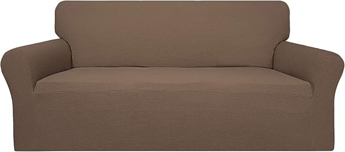 Easy-Going 100% Waterproof Couch Cover, Dual Waterproof Sofa Cover, Stretch Jacquard Sofa Slipcover, Leakproof Furniture Protector for Kids, Pets, Dog and Cat (Oversized Sofa, Brown)