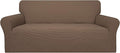 Easy-Going 100% Waterproof Couch Cover, Dual Waterproof Sofa Cover, Stretch Jacquard Sofa Slipcover, Leakproof Furniture Protector for Kids, Pets, Dog and Cat (Oversized Sofa, Brown)