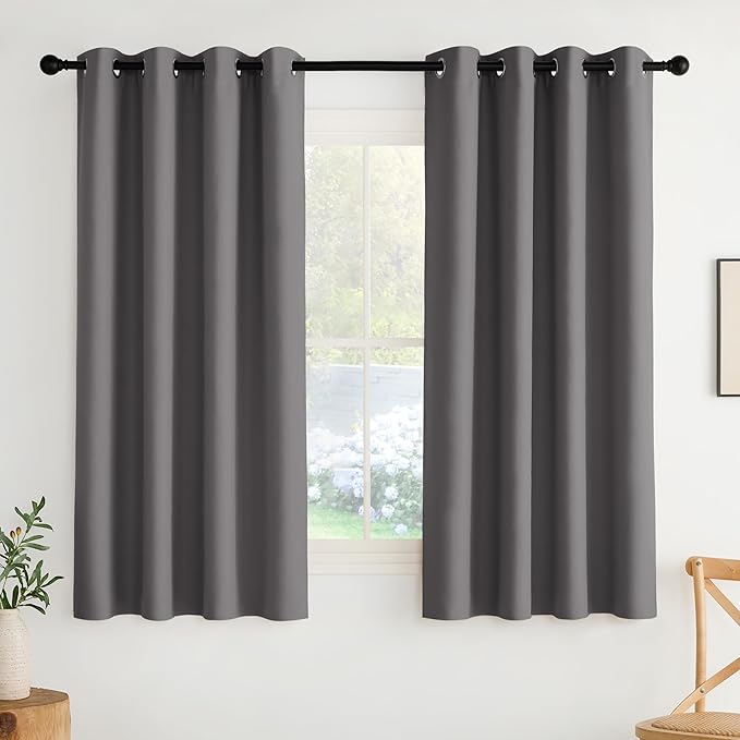NICETOWN Room Darkening Draperies Curtains Panels, 2 Panels Grey W52 x L63