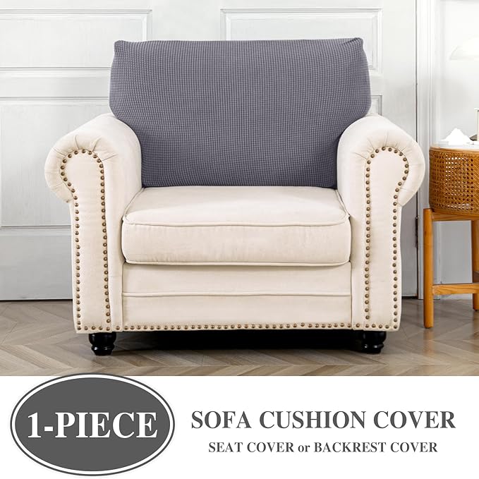 Couch Cushion Cover Seat Cushion Cover Stretch Armchair Cover Separate Sectional Sofa Slipcovers Furniture Protector(1 Piece for Seat or Sofa Backrest, Light Grey)