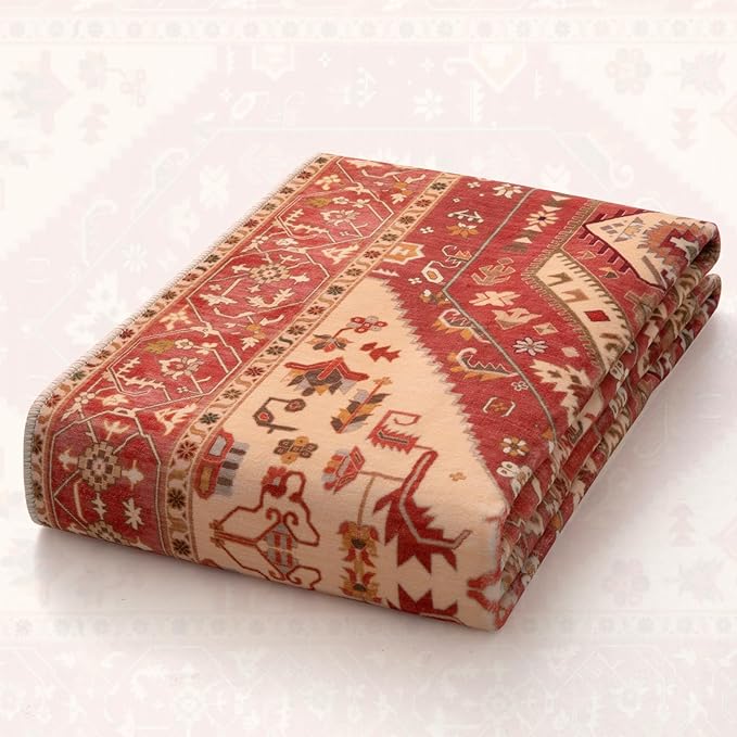 SERISSA 9x12 Area Rugs for Living Room, Large Washable Non-Slip Boho Rug, Ultra Soft Vintage Red Oriental Tribal Print Distressed Carpet for Dining Room Bedroom Dorm Office Home Decor