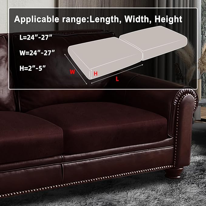 Leather Look Couch Cushion Covers Sofa Seat Slipcovers Sets Couches Furniture Protector for Sectional Armchair Loveseat Pets Kids Stretch Spandex Fabric (2 Cushion Loveseat, Burgundy)