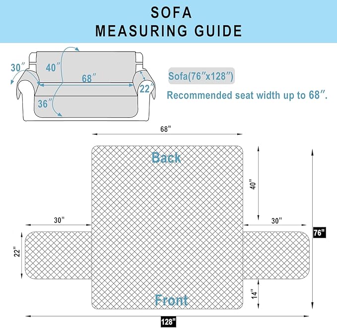Reversible Sofa Covers Couch Cover Furniture Protector for Dogs Elastic Straps Water Resistant(Sofa,Dark Grey/Dark Grey)