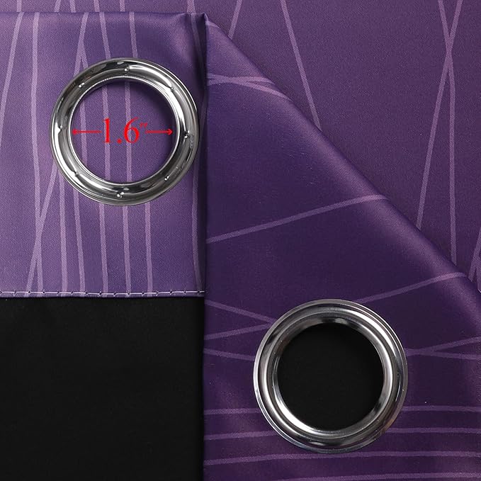Estelar Textiler Black and Purple Ombre Blackout Curtains for Bedroom, Full Room Darkening Grommet Curtains for Living Room, Thermal Insulated Light Blocking Gradient Drapes, 52Wx63L,2 Panels
