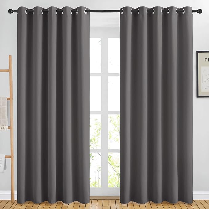 NICETOWN Blackout Curtains Panels for Living Room, 2 Panels, 66 x 80 Inch, Biscotti Beige, 3 Pass Microfiber Noise Reducing Thermal Insulated Solid Ring Top Blackout Window Drapes