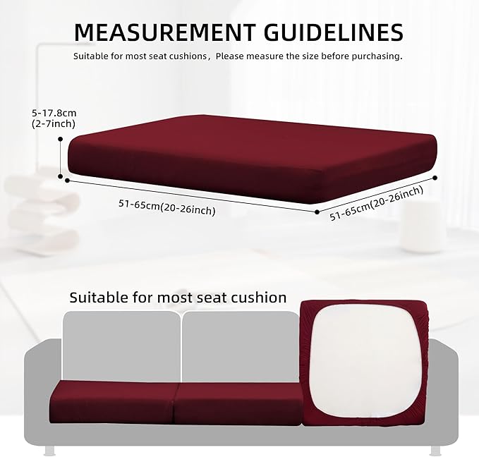 14Pcs Outdoor Cushion Covers, Patio Cushion Covers,Stretch Elastic Slipcovers, Replacement Washable & Reusable Furniture Protector for Patio Couch (Claret,Cover Only)